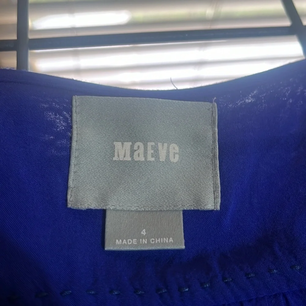 Anthropologie Maeve Blue Crescent Street Crochet Lace Half‎ Sleeve Top Size 4 - Picture 4 of 6